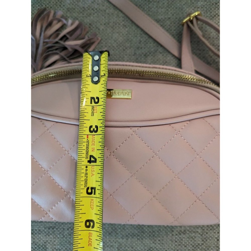 Joy & Iman Diamond Quilted Genuine Leather Crossbody with RFID Dark Blush - Picture 13 of 16